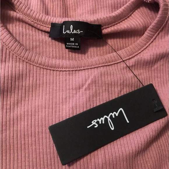 Lulu’s knit ribbed dusty rose pink short sleeve bodysuit, Medium - Picture 6 of 7